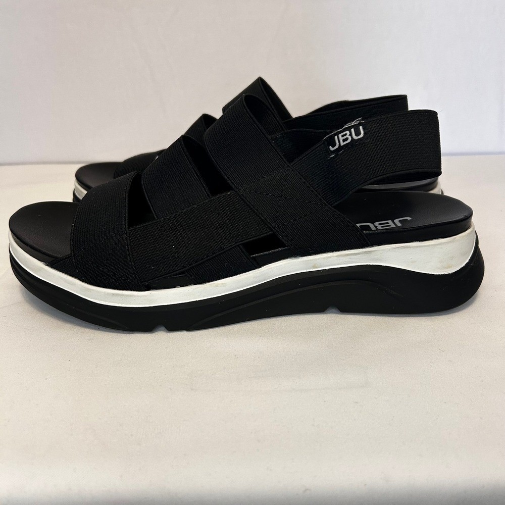 JBU by Jambu‎ Black Elastic Comfort Platform Wedge Sandals Women's Size